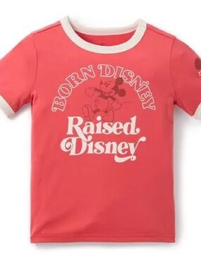 Disney Men’s "Born Disney Raised Disney" Coral Ringer Tee